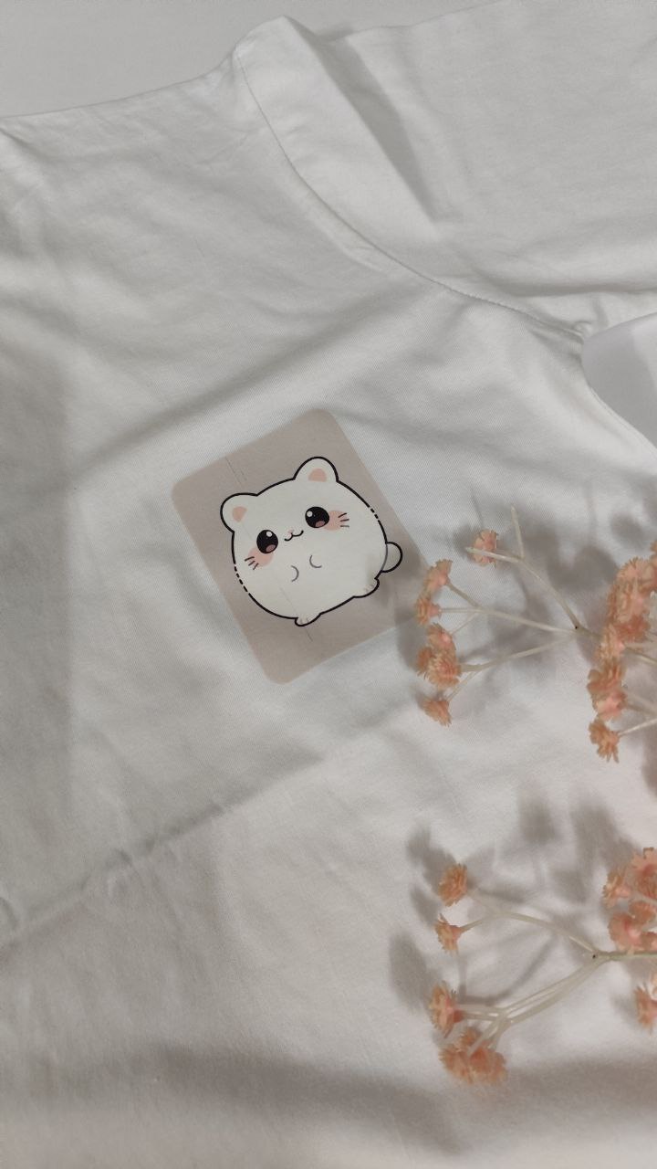 تیشرت زنانه نخ پنبه فری سایز طرح موش سفید