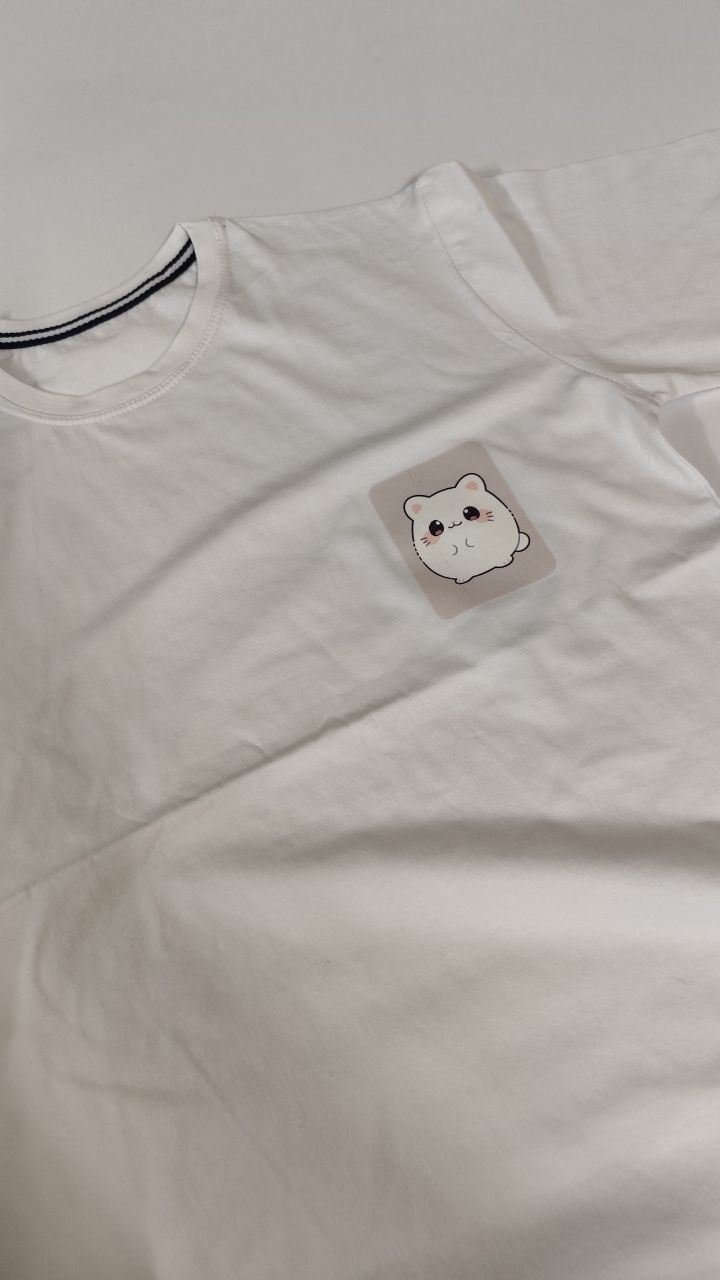 تیشرت زنانه نخ پنبه فری سایز طرح موش سفید
