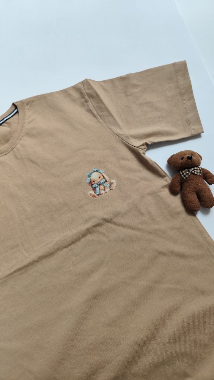 تیشرت زنانه نخ پنبه فری سایز طرح خرگوش پینترستی