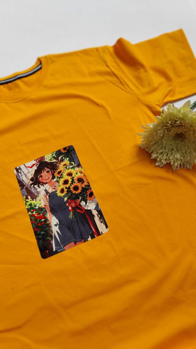 تیشرت زنانه نخ پنبه فری سایز طرح دختر کیوت