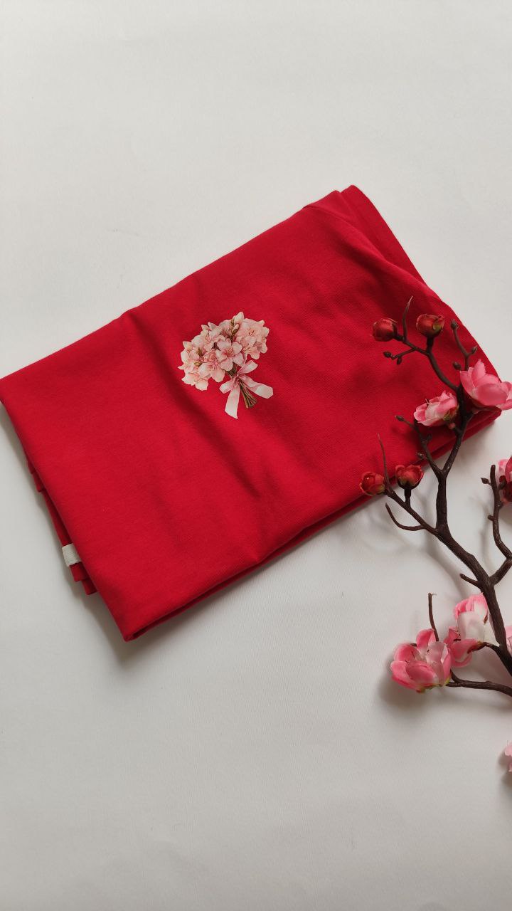 تیشرت زنانه نخ پنبه فری سایز طرح دسته گل