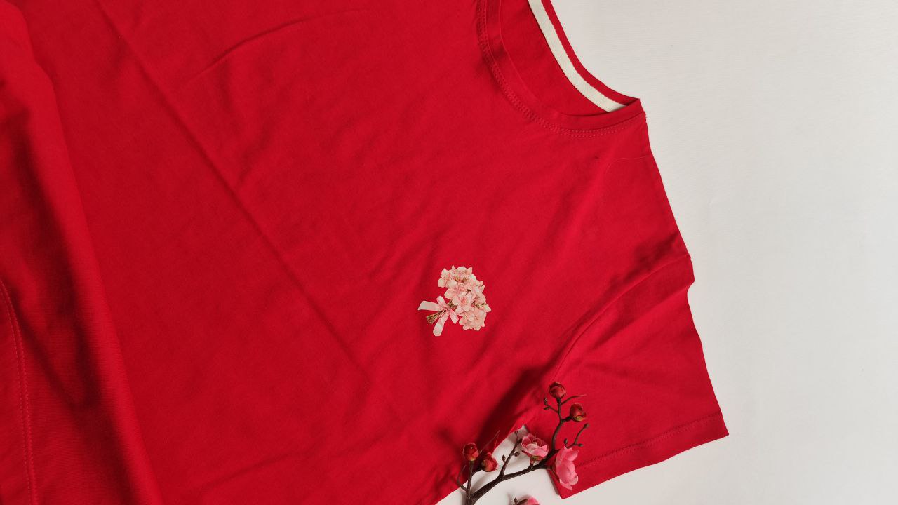 تیشرت زنانه نخ پنبه فری سایز طرح دسته گل