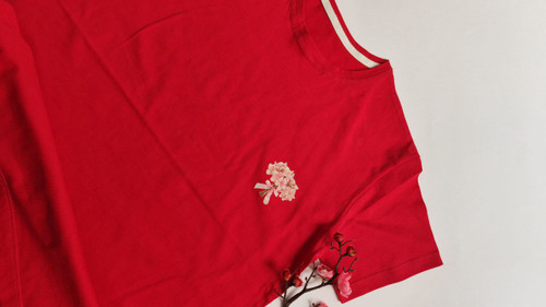 تیشرت زنانه نخ پنبه فری سایز طرح دسته گل