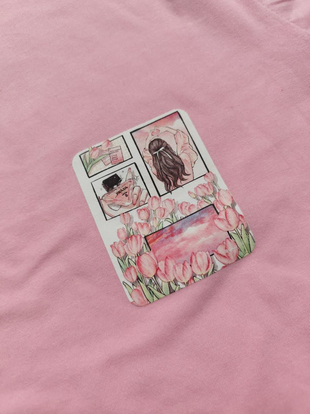 تیشرت زنانه نخ پنبه فری سایز طرح گل لاله