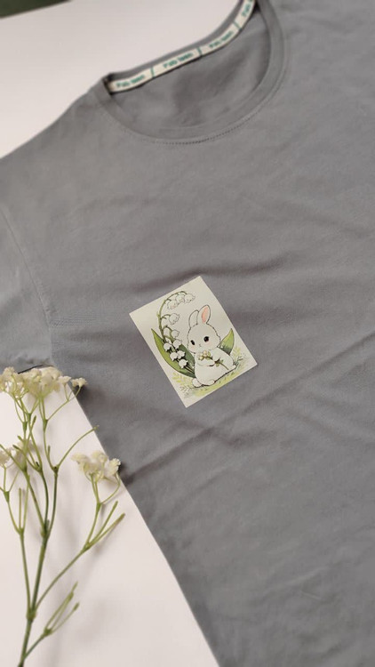 تیشرت زنانه نخ پنبه فری سایز طرح خرگوش