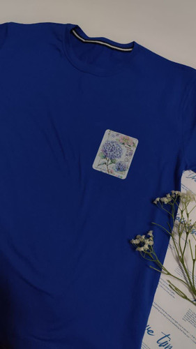 تیشرت زنانه نخ پنبه فری سایز طرح گل آبی