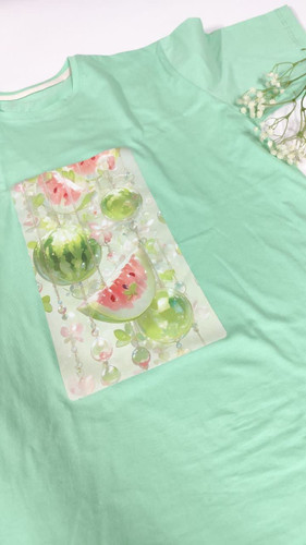 تیشرت زنانه نخ پنبه فری سایز طرح هندوانه