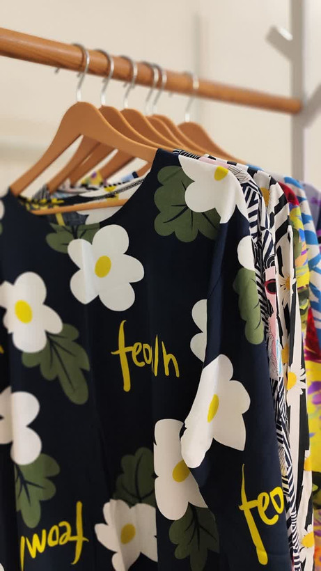 پیراهن ساحلی زنانه نخی یقه گرد