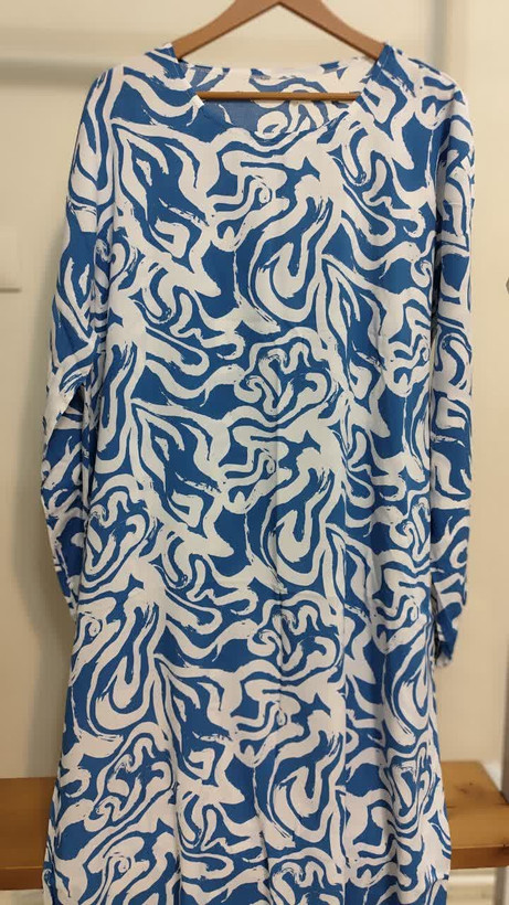 پیراهن ساحلی زنانه نخی یقه گرد