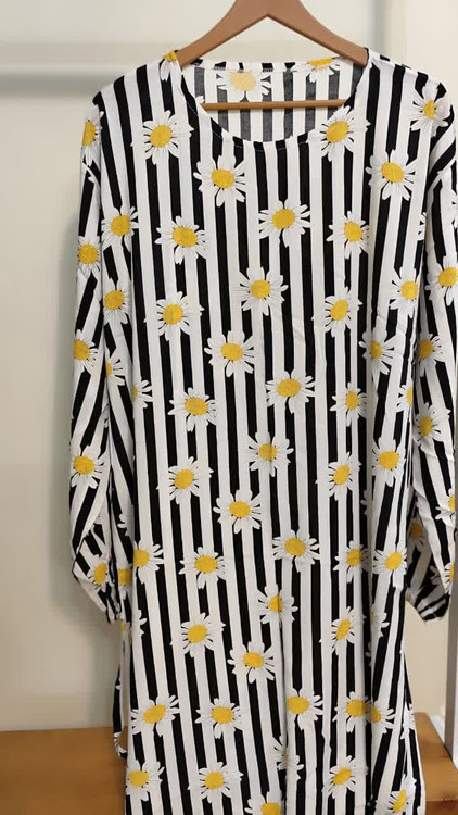 پیراهن ساحلی زنانه نخی یقه گرد