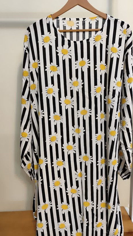 پیراهن ساحلی زنانه نخی یقه گرد