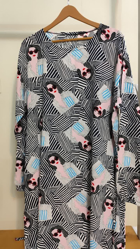 پیراهن ساحلی زنانه نخی یقه گرد