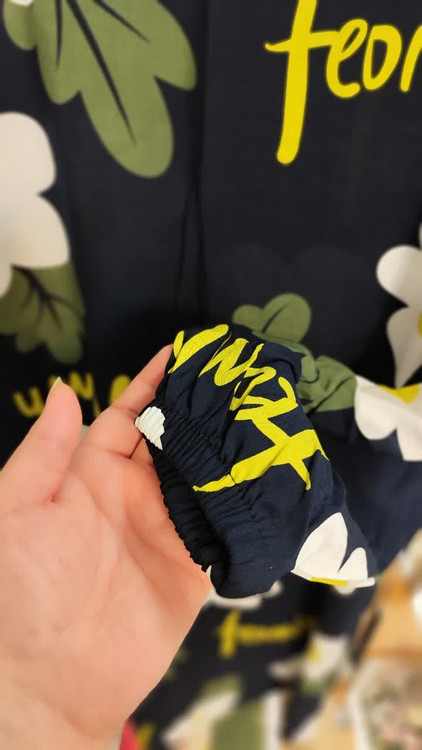 پیراهن ساحلی زنانه نخی یقه گرد