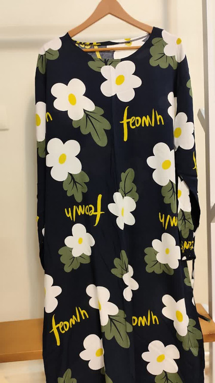 پیراهن ساحلی زنانه نخی یقه گرد