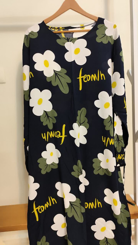 پیراهن ساحلی زنانه نخی یقه گرد