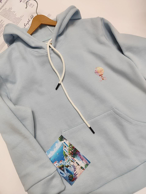 هودی زنانه گرم رنگ آبی یخی