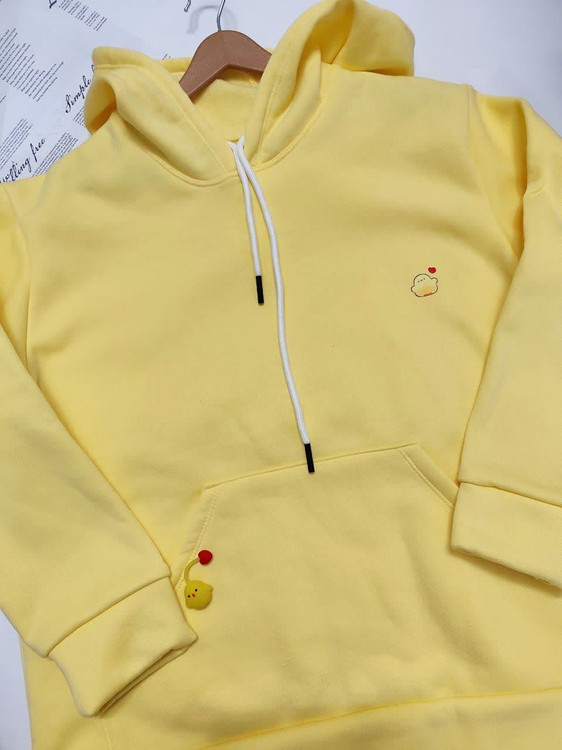 هودی زنانه گرم رنگ زرد جوجه ای