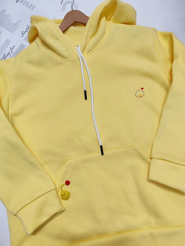 هودی زنانه گرم رنگ زرد جوجه ای