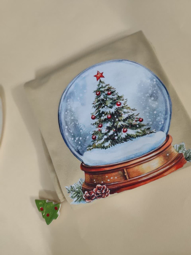 تیشرت زنانه نخ پنبه فری سایز گوی کاج کریسمس