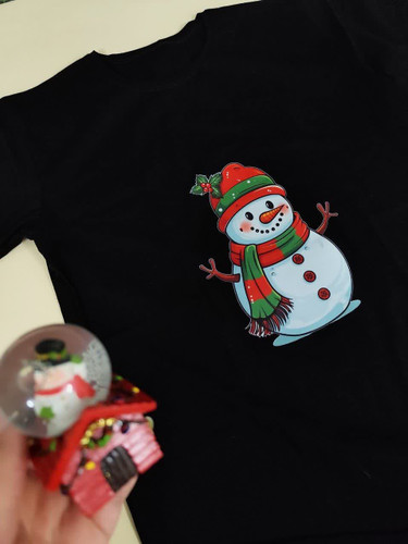 تیشرت زنانه نخ پنبه فری سایز طرح آدم برفی