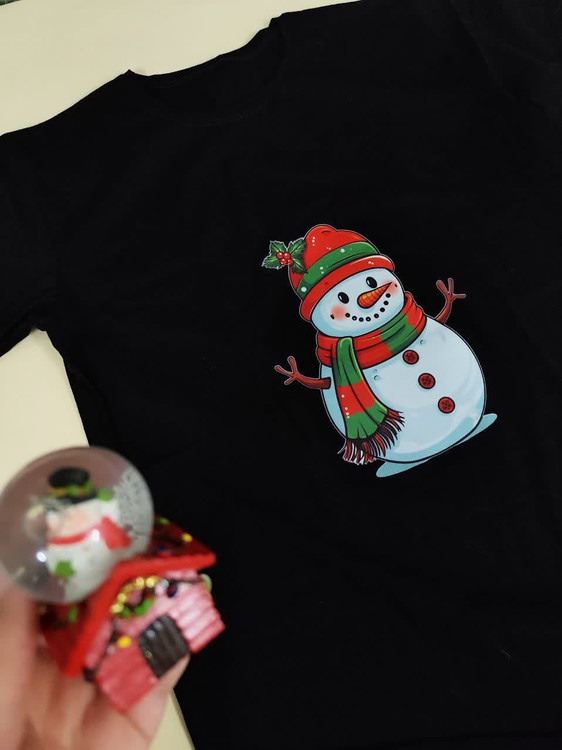 تیشرت زنانه نخ پنبه فری سایز طرح آدم برفی