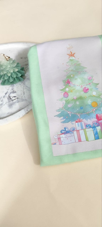 تیشرت زنانه نخ پنبه فری سایز طرح درخت کریسمسی