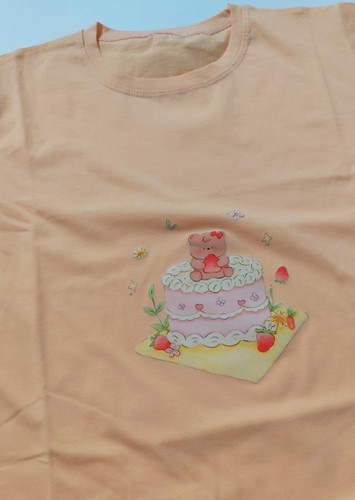 تیشرت زنانه نخ پنبه فری سایز طرح کیک تولد