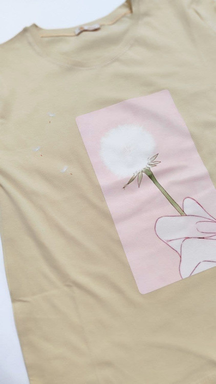 تیشرت زنانه نخ پنبه فری سایز طرح قاصدک