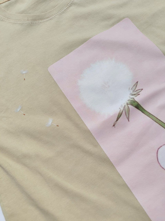 تیشرت زنانه نخ پنبه فری سایز طرح قاصدک