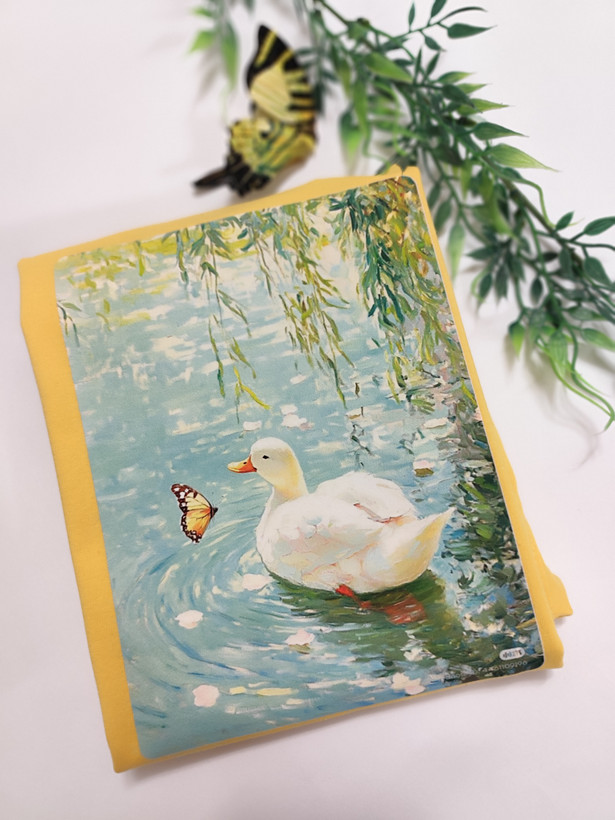 تیشرت زنانه نخ پنبه فری سایز طرح مرغابی