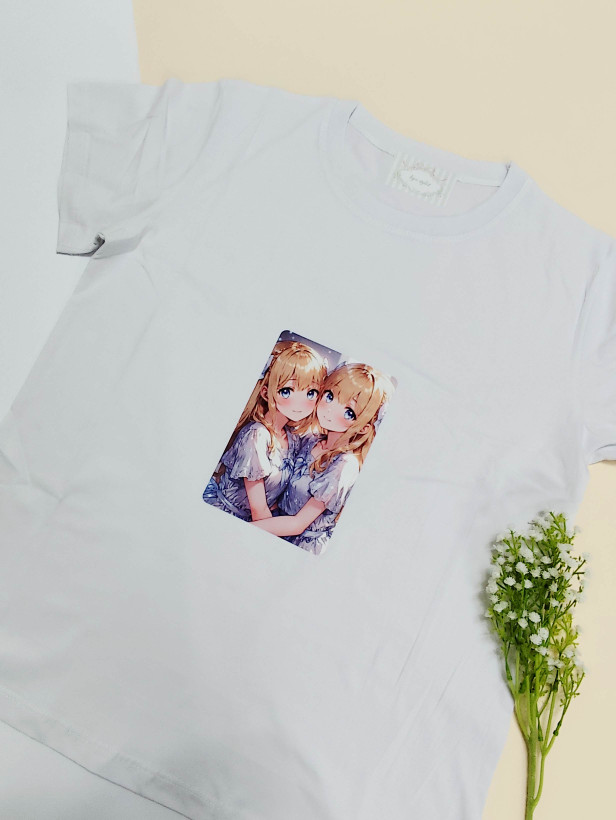 تیشرت زنانه نخ پنبه فری سایز طرح دوقلو دختر