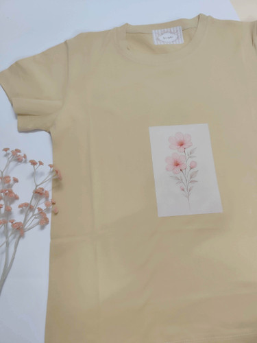 تیشرت زنانه نخ پنبه فری سایز طرح شکوفه