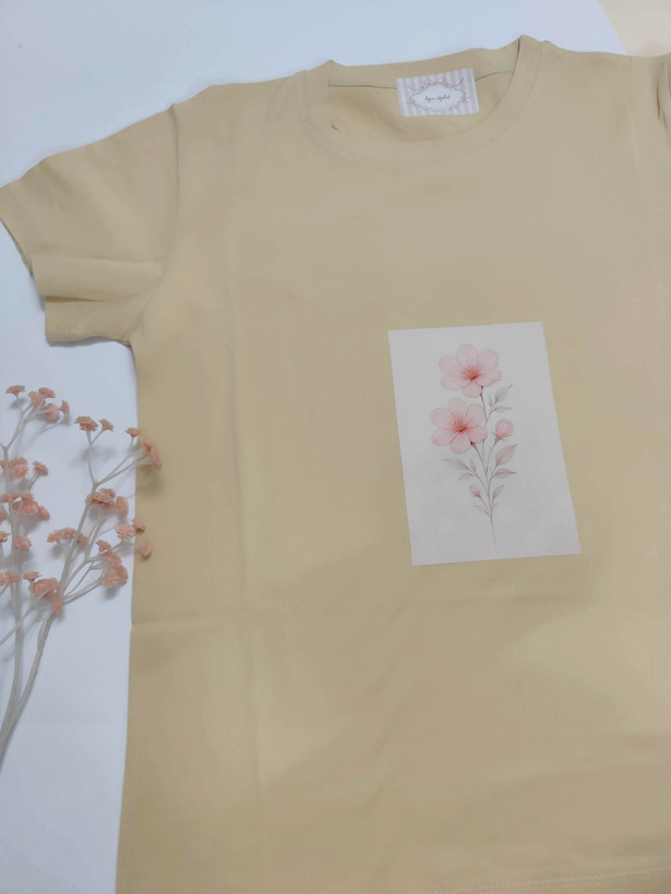 تیشرت زنانه نخ پنبه فری سایز طرح شکوفه