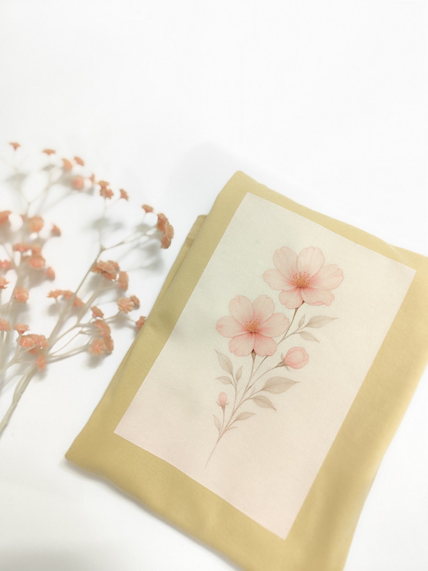 تیشرت زنانه نخ پنبه فری سایز طرح شکوفه