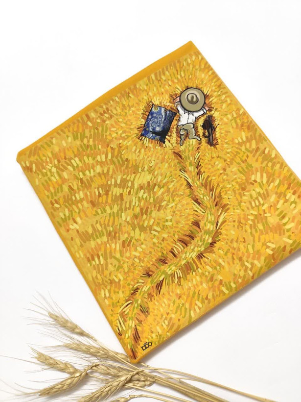 تیشرت زنانه نخ پنبه فری سایز طرح مزرعه گندم ونگوگ