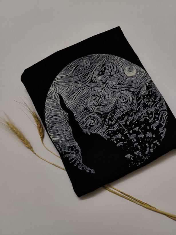 تیشرت زنانه نخ پنبه فری سایز طرح شب پرستاره ونگوگ