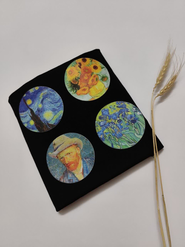 تیشرت زنانه نخ پنبه فری سایز طرح مجموعه نقاشی ونگوگ