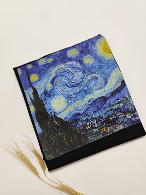 تیشرت زنانه نخ پنبه فری سایز طرح شب پرستاره ونگوگ