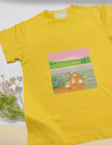 تیشرت زنانه نخ پنبه فری سایز طرح مزرعه اردک ها